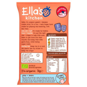 Ella's Kitchen Organic Melty Sticks, Peach & Banana - 20g-30787