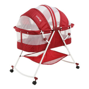 Luvlap Sunshine Baby Bed, Bassinet with Wheels (18362) - Red-0