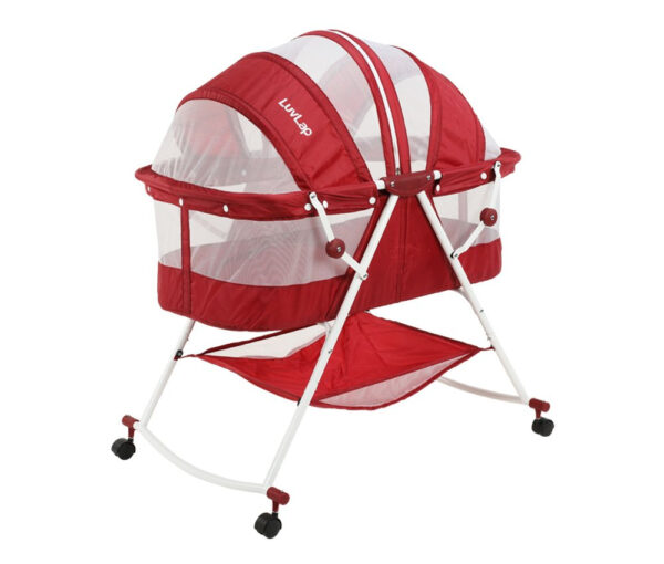 Luvlap Sunshine Baby Bed, Bassinet with Wheels (18362) - Red-0