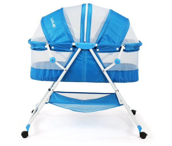 Luvlap Sunshine Baby Bed, Bassinet with Wheels (18364) - Blue-30446