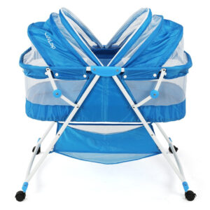 Luvlap Sunshine Baby Bed, Bassinet with Wheels (18364) - Blue-30447