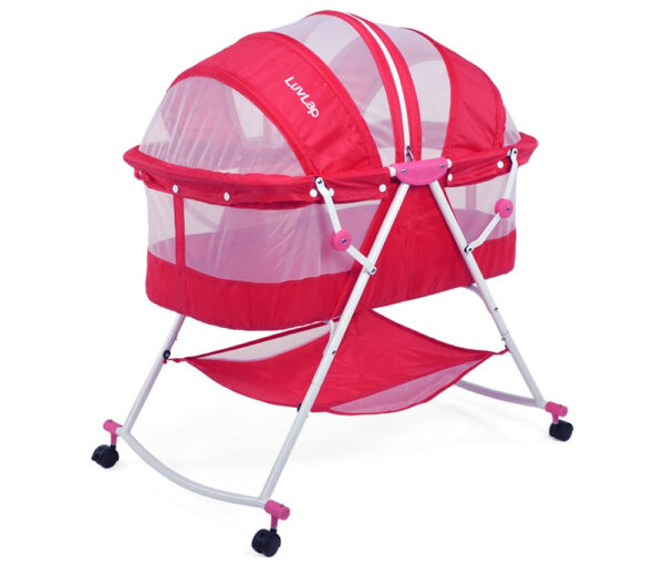 Luvlap Sunshine Baby Bed, Bassinet with Wheels (18363) - Pink-0