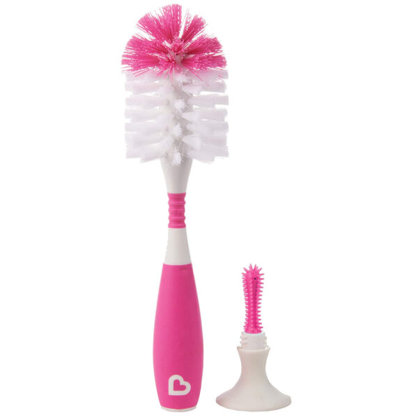 Munchkin Deluxe Bristle Bottle Brush - Pink-0