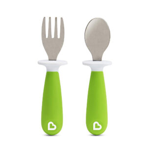 Munchkin 2 Piece Raise Toddler Fork and Spoon (12+) - Green-0