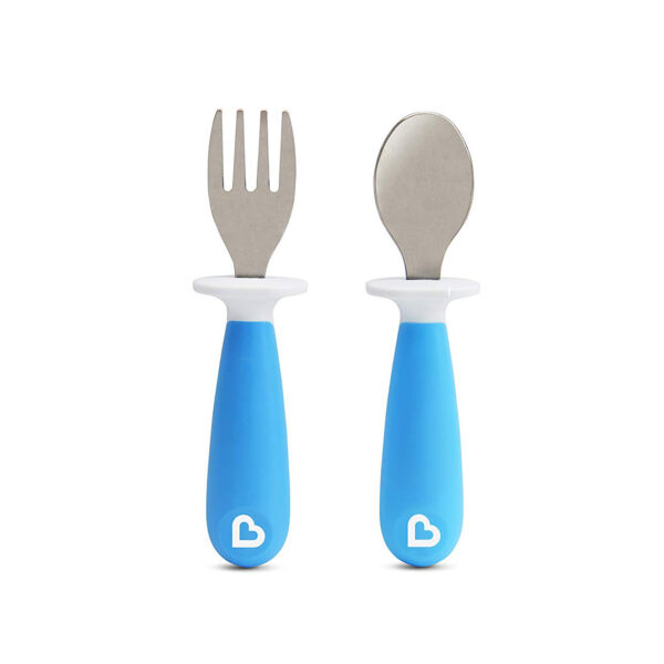 Munchkin 2 Piece Raise Toddler Fork and Spoon (12+) - Blue-0