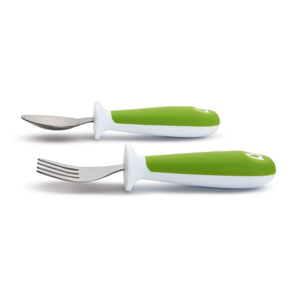 Munchkin 2 Piece Raise Toddler Fork and Spoon (12+) - Green-30598