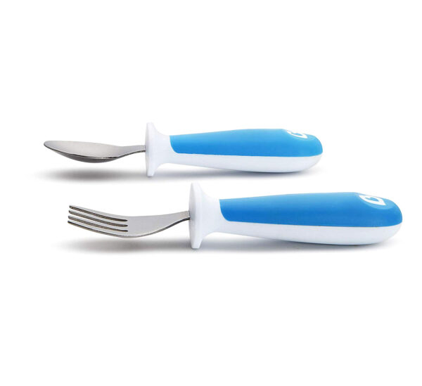 Munchkin 2 Piece Raise Toddler Fork and Spoon (12+) - Blue-30588