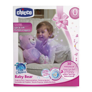 Chicco First Dreams Baby Plush Teddy Bear, Musical Night Light - Pink-31224