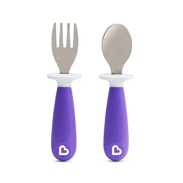 Munchkin 2 Piece Raise Toddler Fork and Spoon (12+) - Purple-0