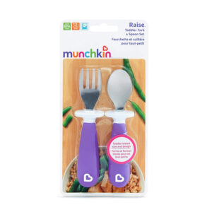 Munchkin 2 Piece Raise Toddler Fork and Spoon (12+) - Purple-30614
