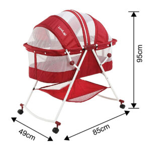 Luvlap Sunshine Baby Bed, Bassinet with Wheels (18362) - Red-30417