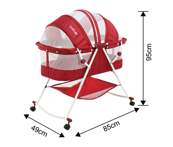 Luvlap Sunshine Baby Bed, Bassinet with Wheels (18362) - Red-30417