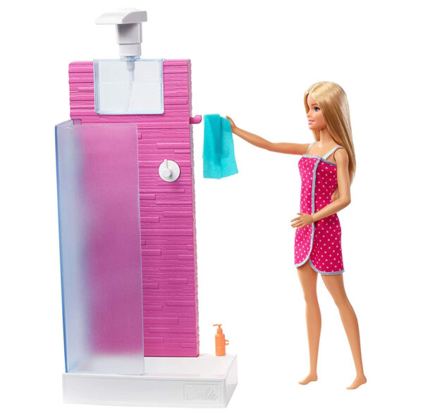 Barbie Doll & Shower Playset - Pink-31071