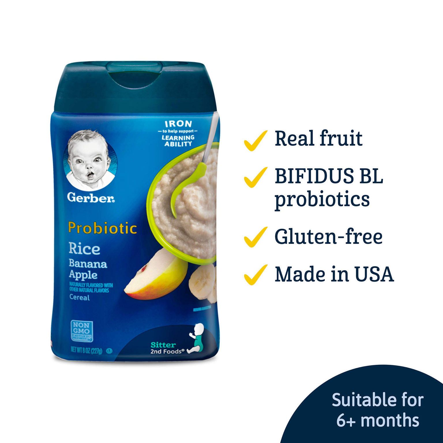 Gerber Probiotic Rice Banana Apple Baby Cereal 227gm Babys World