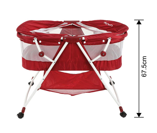 Luvlap Sunshine Baby Bed, Bassinet with Wheels (18362) - Red-30414