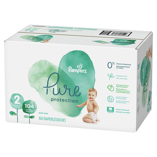 Pampers Pure Disposable Baby Diapers Size 2 - 104 Pcs-31395