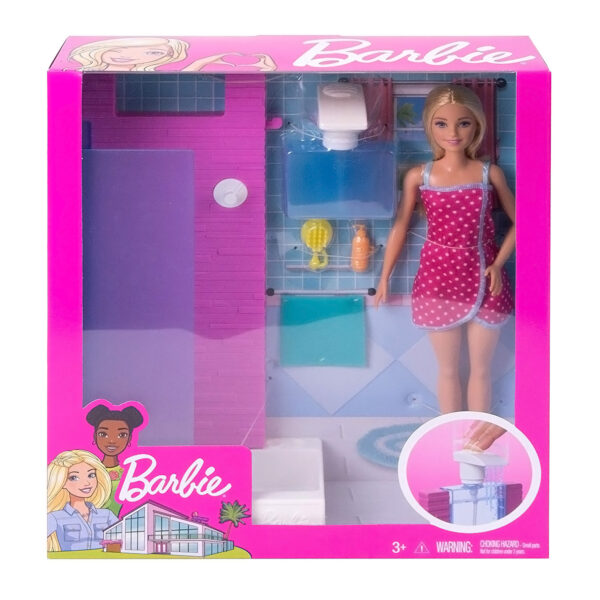 Barbie Doll & Shower Playset - Pink-31075