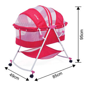 Luvlap Sunshine Baby Bed, Bassinet with Wheels (18363) - Pink-30434