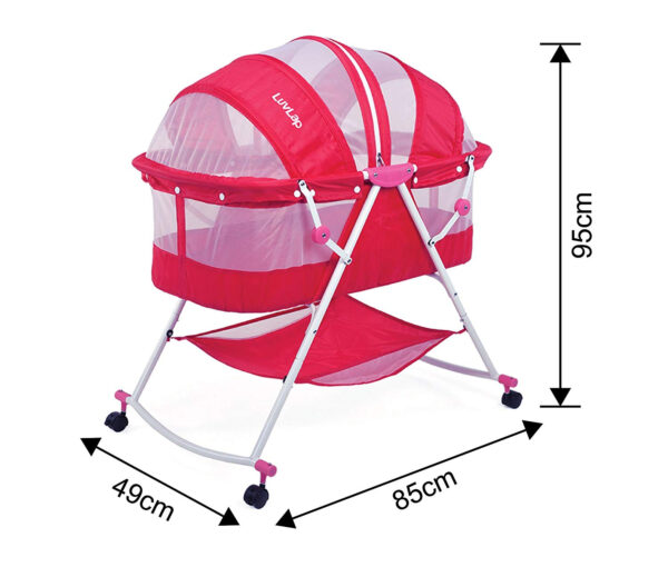 Luvlap Sunshine Baby Bed, Bassinet with Wheels (18363) - Pink-30434