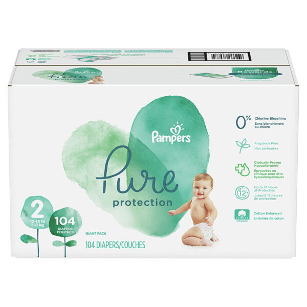 Pampers Pure Disposable Baby Diapers Size 2 - 104 Pcs-0