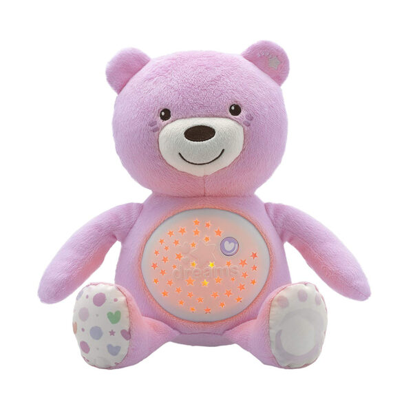 Chicco First Dreams Baby Plush Teddy Bear, Musical Night Light - Pink-0