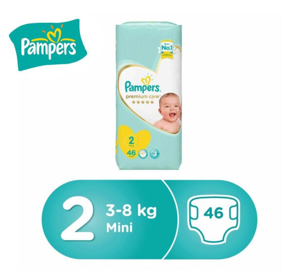 Pampers Premium Care Diapers, Size 2 (3-8 kg) - 46 Count-0