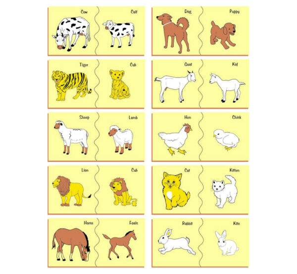 Kinder Creative Wooden Painted Puzzle - Animal and Their Babies (20 Pieces)-0