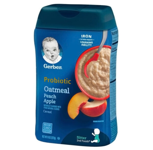 Gerber Baby Probiotic Oatmeal & Peach Apple Cereal (8m+) – 227gm – Baby 