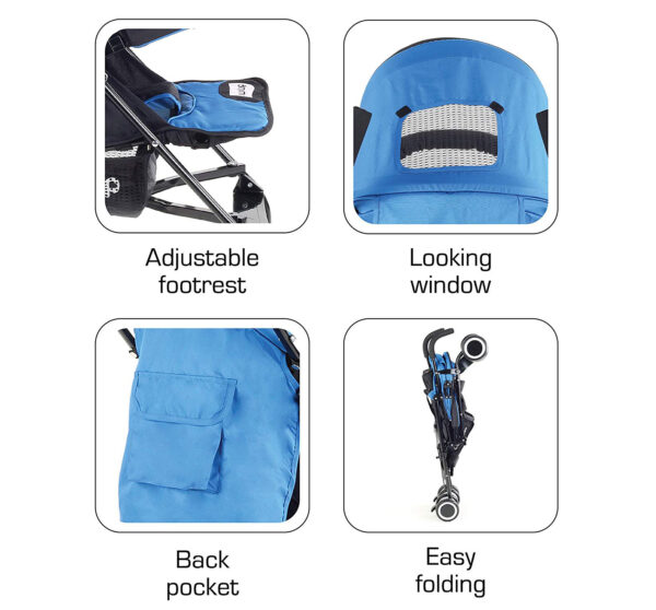 LuvLap City Baby Buggy Cum Stroller (18278) - Blue-32371