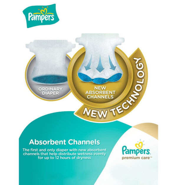 Pampers Premium Care Diapers, Size 1, Newborn, 2-5 kg, Mid Pack, 50 Count-32076