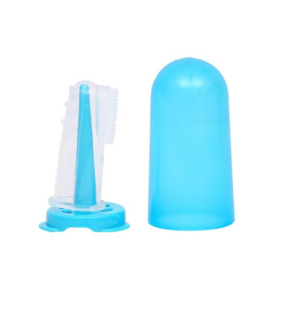 1st Step BPA Free Silicone Finger Brush With Drying Rack - Blue-32306