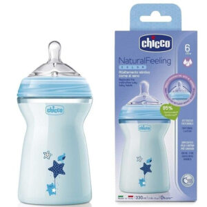 Chicco Natural Feeling Feeding Bottle, Blue - 250ml -32617