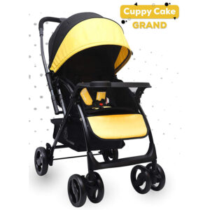 R for Rabbit Cuppy Cake Grand Stroller/Pram - Smart Elegant Baby Stroller cum Pram for Babies (Yellow/Black)-0