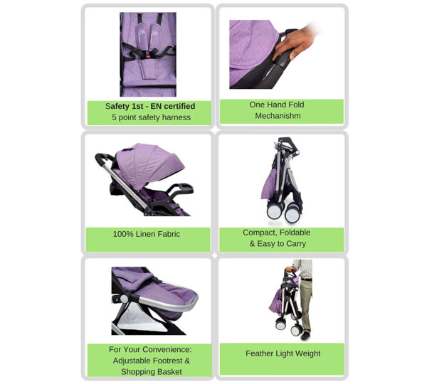 R for Rabbit Giggle Wiggle - The Feather Lite Stroller (Purple)-32789