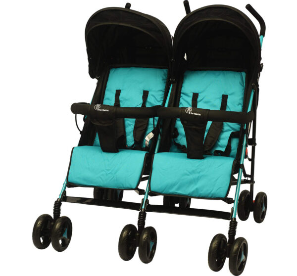 R for Rabbit Ginny and Johnny – The Twin Stroller and Pram (Blue Black)-0