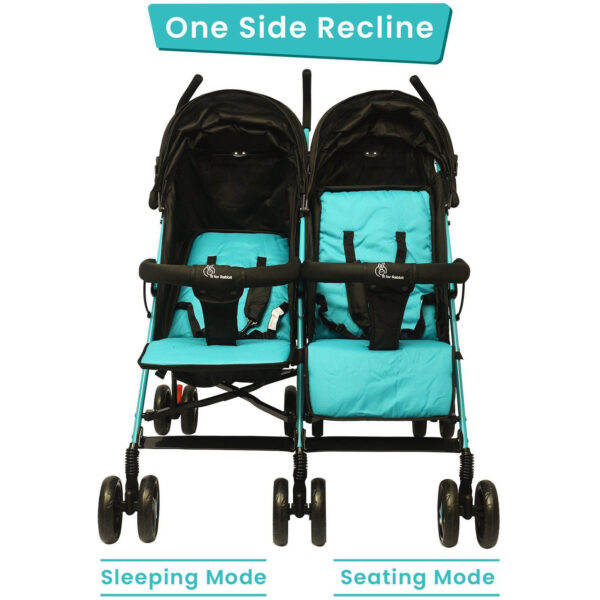 R for Rabbit Ginny and Johnny Twin Stroller – The Compact Twin Stroller for Twins (Blue)-32571