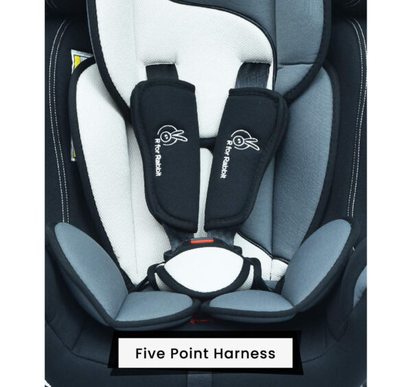 R For Rabbit Convertible Jack n Jill Grand Car Seat for Baby (0-7Y) - Black/Grey Shade-33061