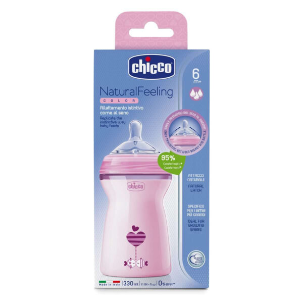 Chicco Natural Feeling Feeding (Pink)- 330ml-0