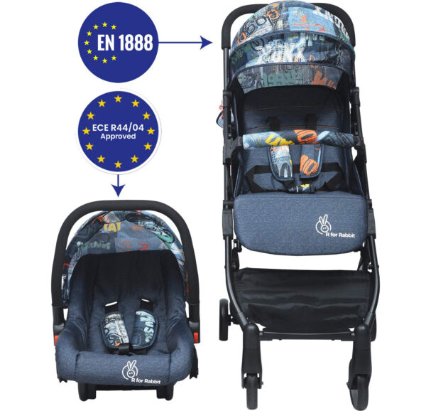 R for Rabbit Pocket Stroller Travel System - The Most Portable Travel System with Stroller and Car Seat (Grey)-32728