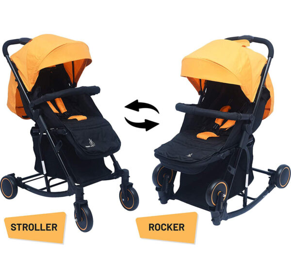 R for Rabbit Rock N Roll - The Rocking Baby Stroller and Pram for Babies - Yellow/Black-32744