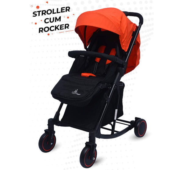 R for Rabbit Rock N Roll - The Rocking Baby Stroller and Pram for Babies - Red/Black-0