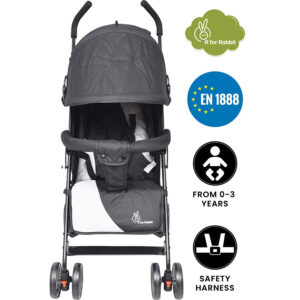 R for Rabbit Twinkle Twinkle Baby Stroller - The Compact Folding Baby Stroller and Pram (Black Grey)-32853