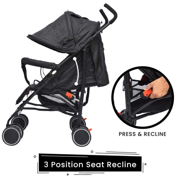 R for Rabbit Twinkle Twinkle Baby Stroller - The Compact Folding Baby Stroller and Pram (Black Grey)-32855