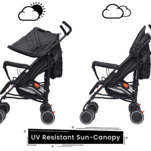 R for Rabbit Twinkle Twinkle Baby Stroller - The Compact Folding Baby Stroller and Pram (Black Grey)-32857