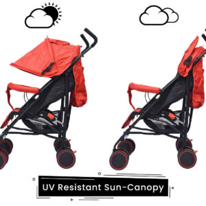 R for Rabbit Twinkle Twinkle Baby Stroller - The Compact Folding Baby Stroller and Pram (Red Black)-32842