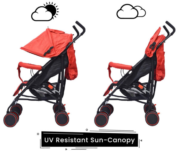 R for Rabbit Twinkle Twinkle Baby Stroller - The Compact Folding Baby Stroller and Pram (Red Black)-32842